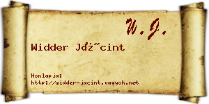 Widder Jácint névjegykártya